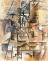 Guitare verre et pipe 1912 Kubismus Pablo Picasso
